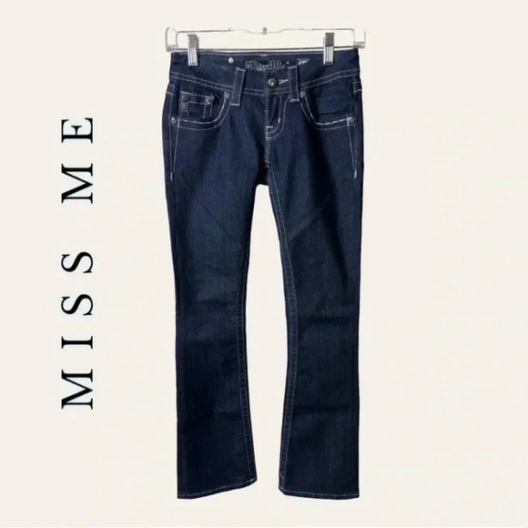 0503W. MISS ME DENIM JEANS BOOTCUT NONDISTRESSED BEADING ON POCKETS SIZE 24 - Picture 1 of 9